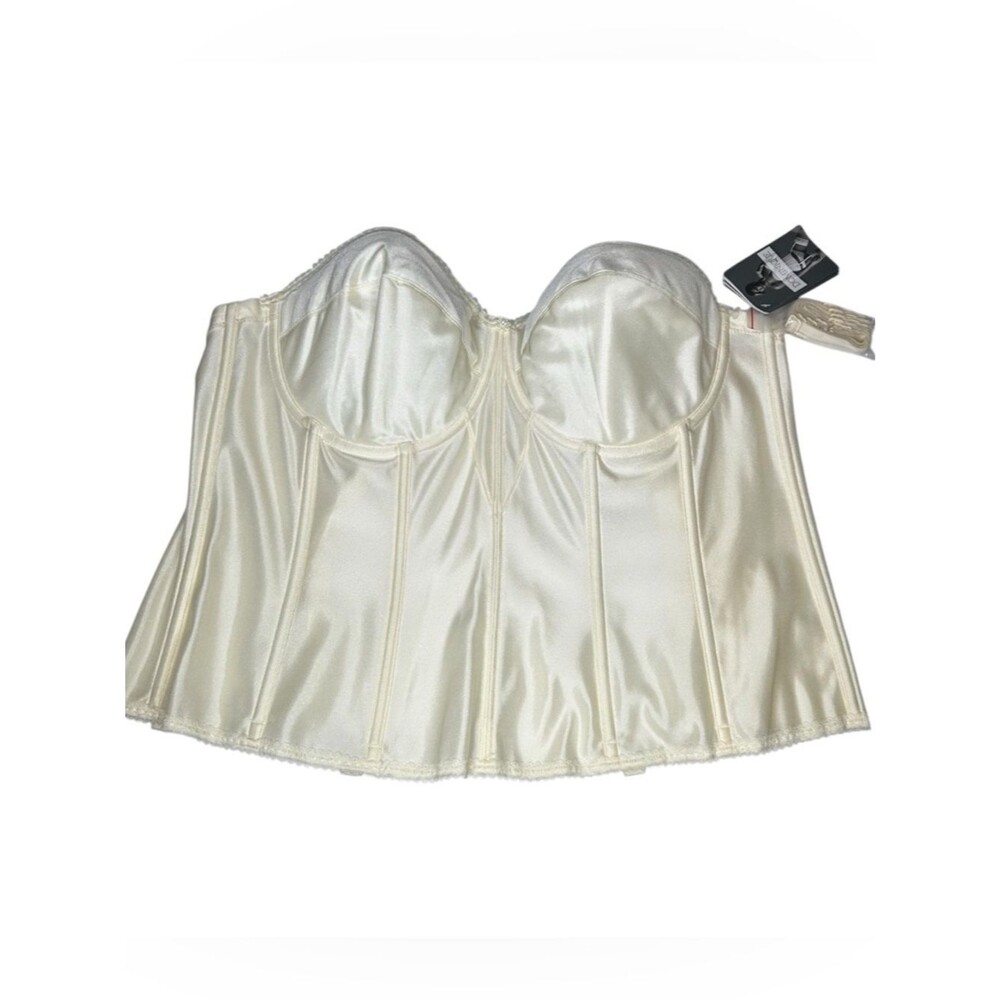 New Dominique Ivory Satin Longline Bustier Corset Bra 40DD